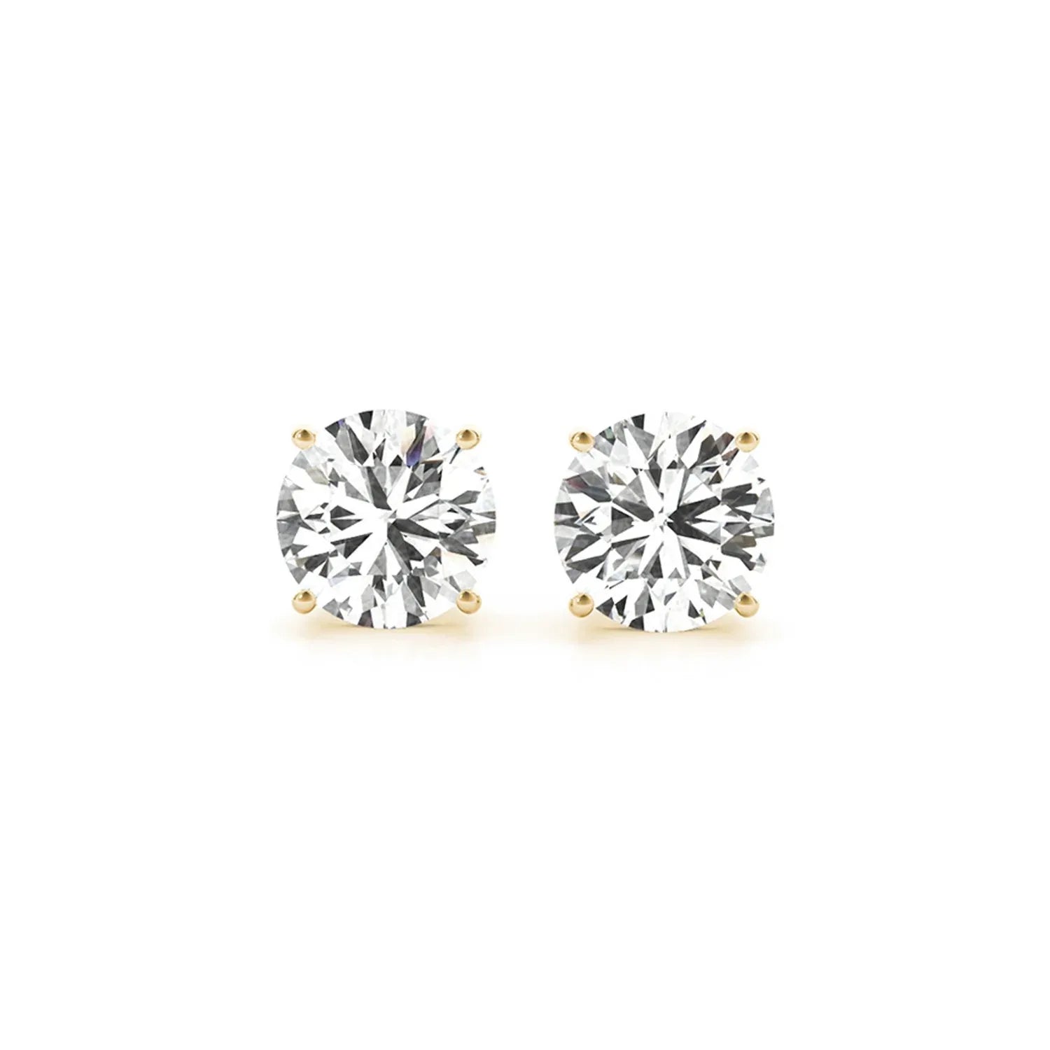 4 cttw Certified IGI Lab Grown Round Diamond Earrings 14k Yellow Gold (G/VS2) - Peelerie